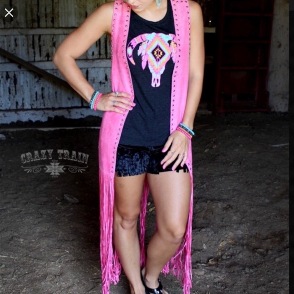 Pink Fringe Crazy Train vest